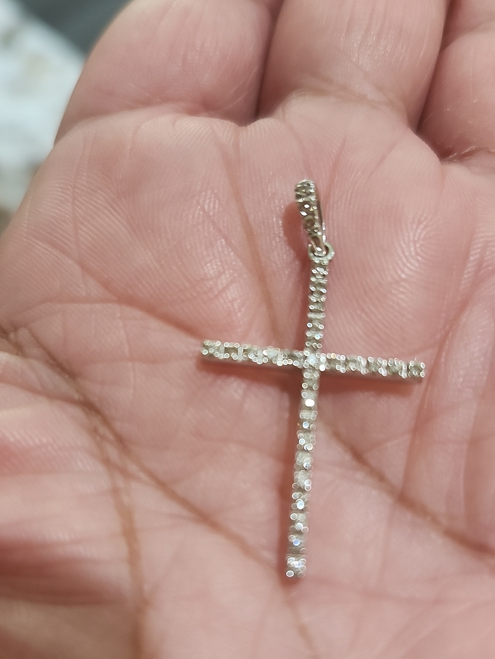 0.17CTW-0.26CTW Natural Diamond 14K White Gold Cross Pendant